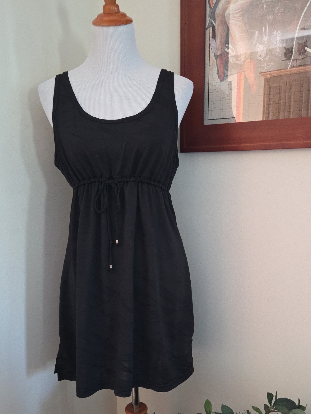 Dotti Black Sleeveless Drawstring Waist Tank Dress